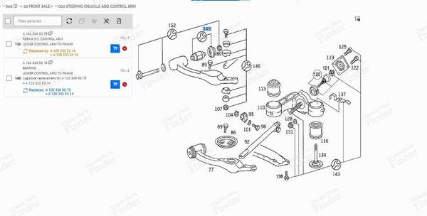 QUERLENKER-REPARATURSATZ, OBERER ARM - MERCEDES BENZ W123 - A1263300075- 4