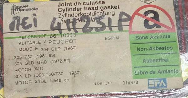 Cylinder head gasket - PEUGEOT 304 - 66110328- 1