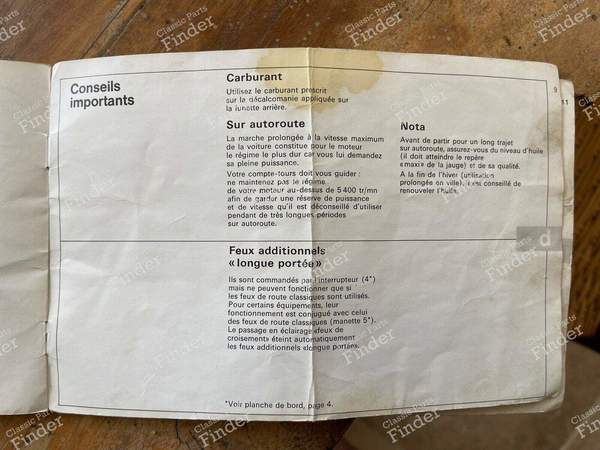 Renault 8 S original owner's manual - RENAULT 8 / 10 (R8 / R10) - 7701428046 ne159- 3