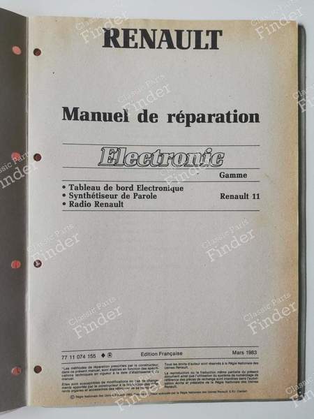 Manuel de réparation - 'Electronic' - RENAULT 21 (R21) - 7711074155- 1