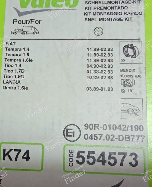 Rear brake kit Fiat Tempra 1,4 1,6, Tipo 1,4 selecta, 1,7D, 1,9D - FIAT Tipo / Tempra - K74- 2