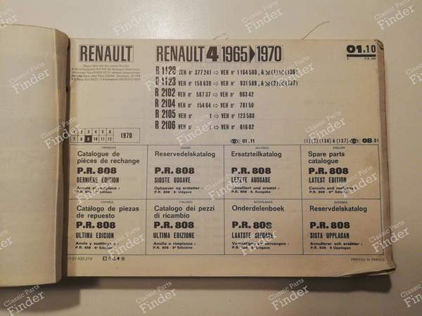 P.R. 808 - Letzte Ausgabe - RENAULT 4 / 3 / F (R4) - 7701430219- 1
